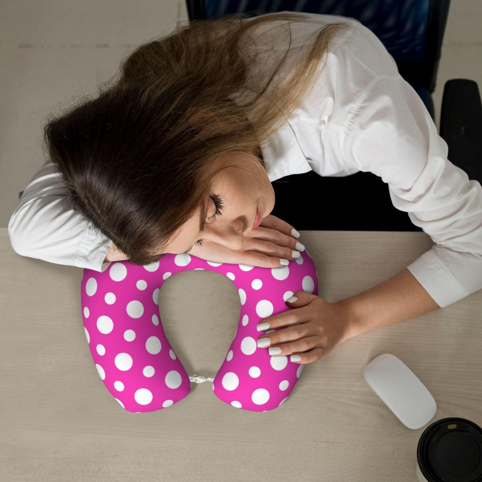Amazon.com: Hot Pink Polka Dot Pattern J Print Travel Neck Pillow